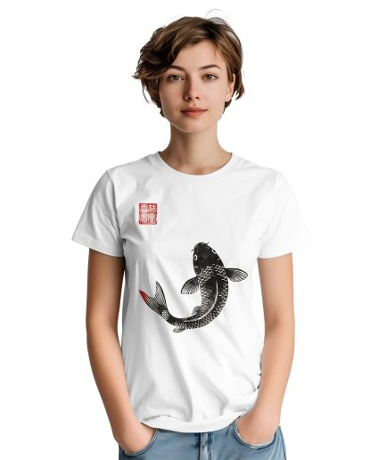 T-shirt carpe koï sumi-e – vue portée lifestyle