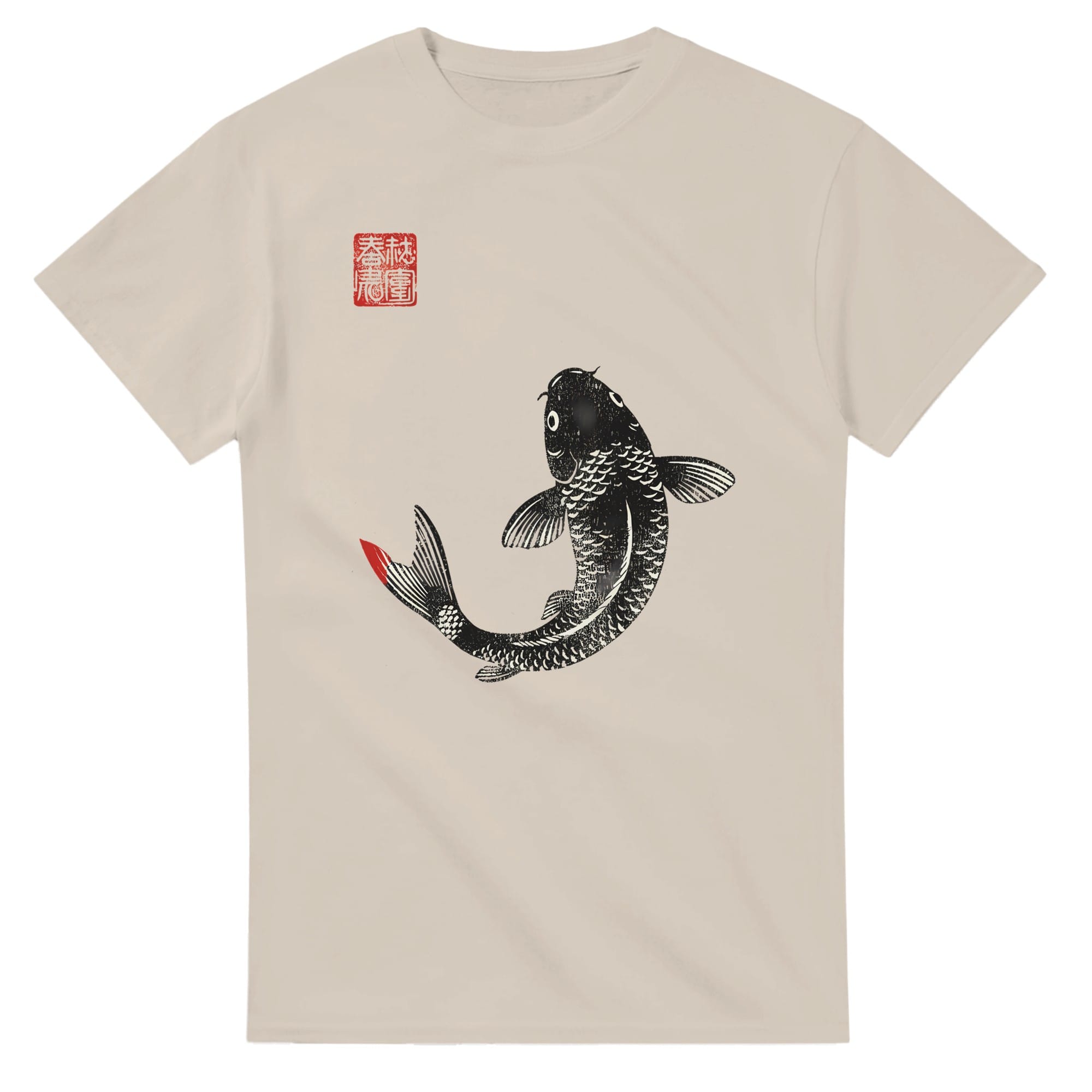 T-shirt Carpe Koi Sumi-e – Art Japonais T-shirt carpe koï sumi-e – détail illustration encre