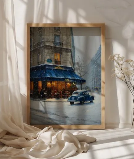 affiche café paris hiver mur cuisine ambiance cosy