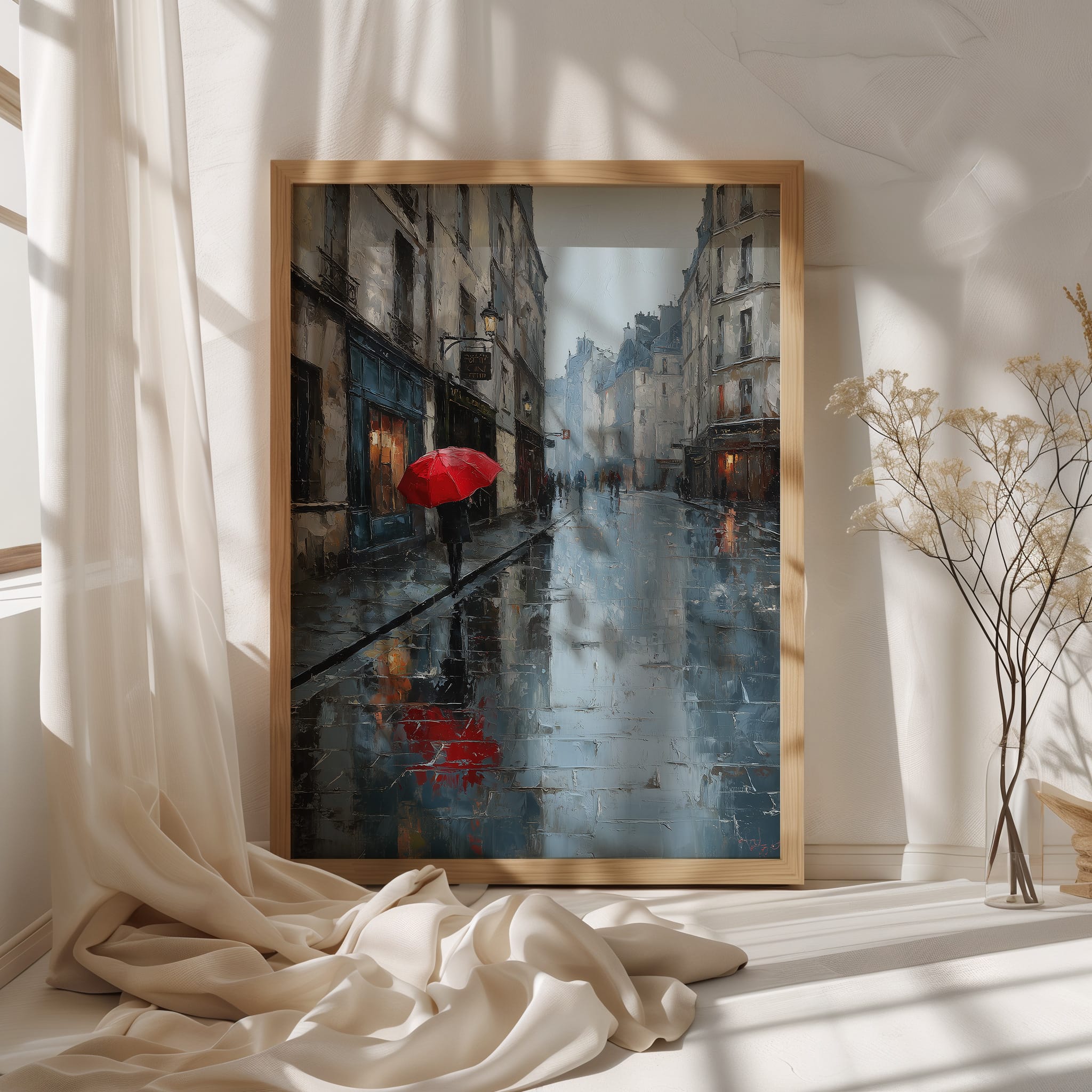 Affiche Paris sous la pluie affiche Paris artistique encadrée décoration murale moderne