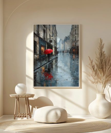 affiche paris sous la pluie art mural paris décoration murale élégante