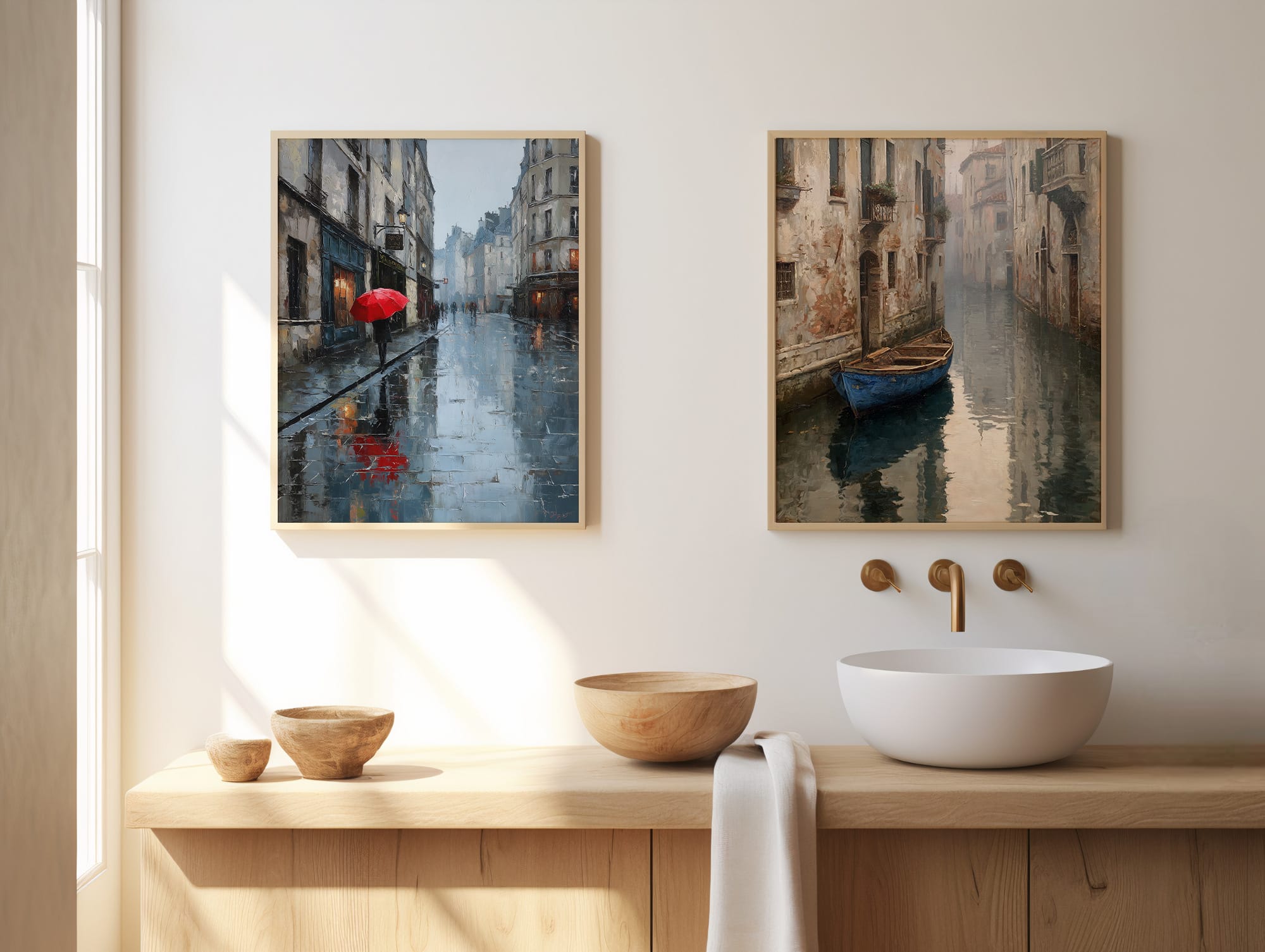 Affiche Paris sous la pluie affiche Paris sous la pluie dans salle de bain décoration murale moderne élégante