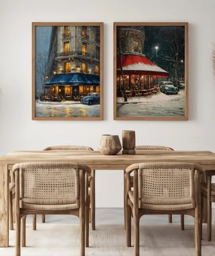 Affiche Paris hiver sous la neige – mockup 05 salon double cadre cosy