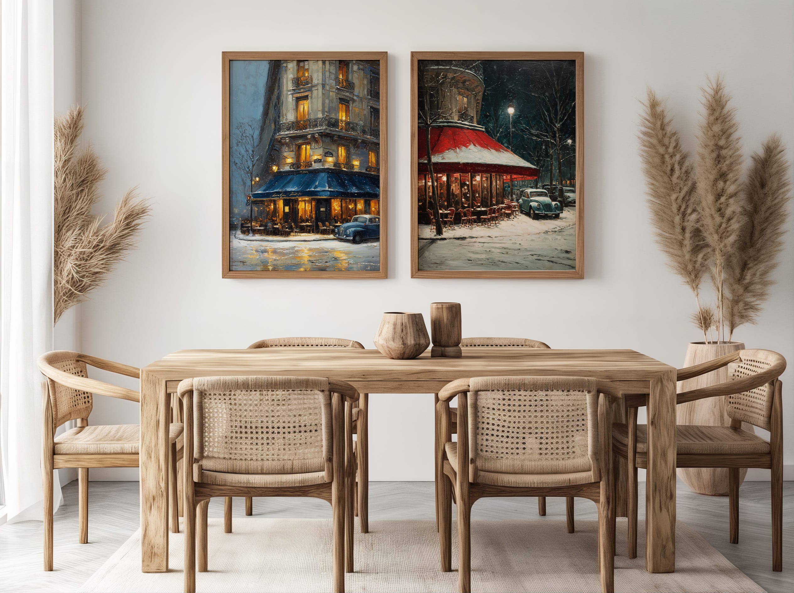 Affiche Paris hiver café rouge – mockup décoration murale