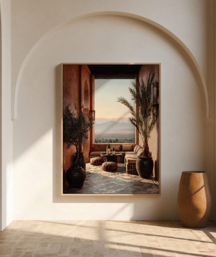 affiche Maroc Atlas terrasse riad arche décoration murale minimaliste