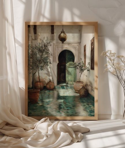 poster riad maroc porte verte décoration bohème naturelle