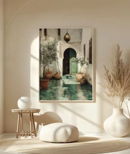 affiche riad maroc porte verte décoration murale