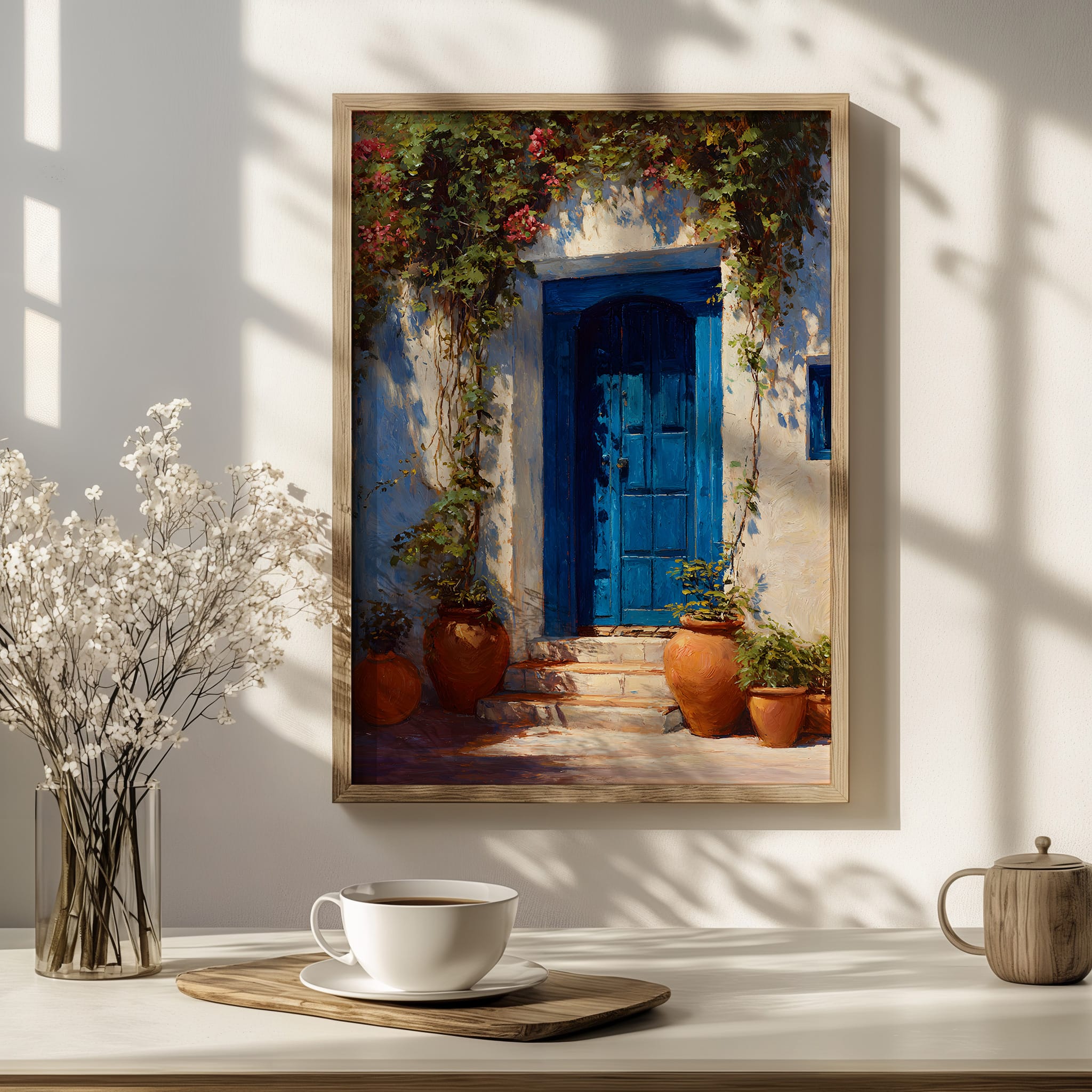 Affiche Porte Bleue Maroc – Poster Riad affiche riad maroc porte bleue mur beige décoration minimaliste