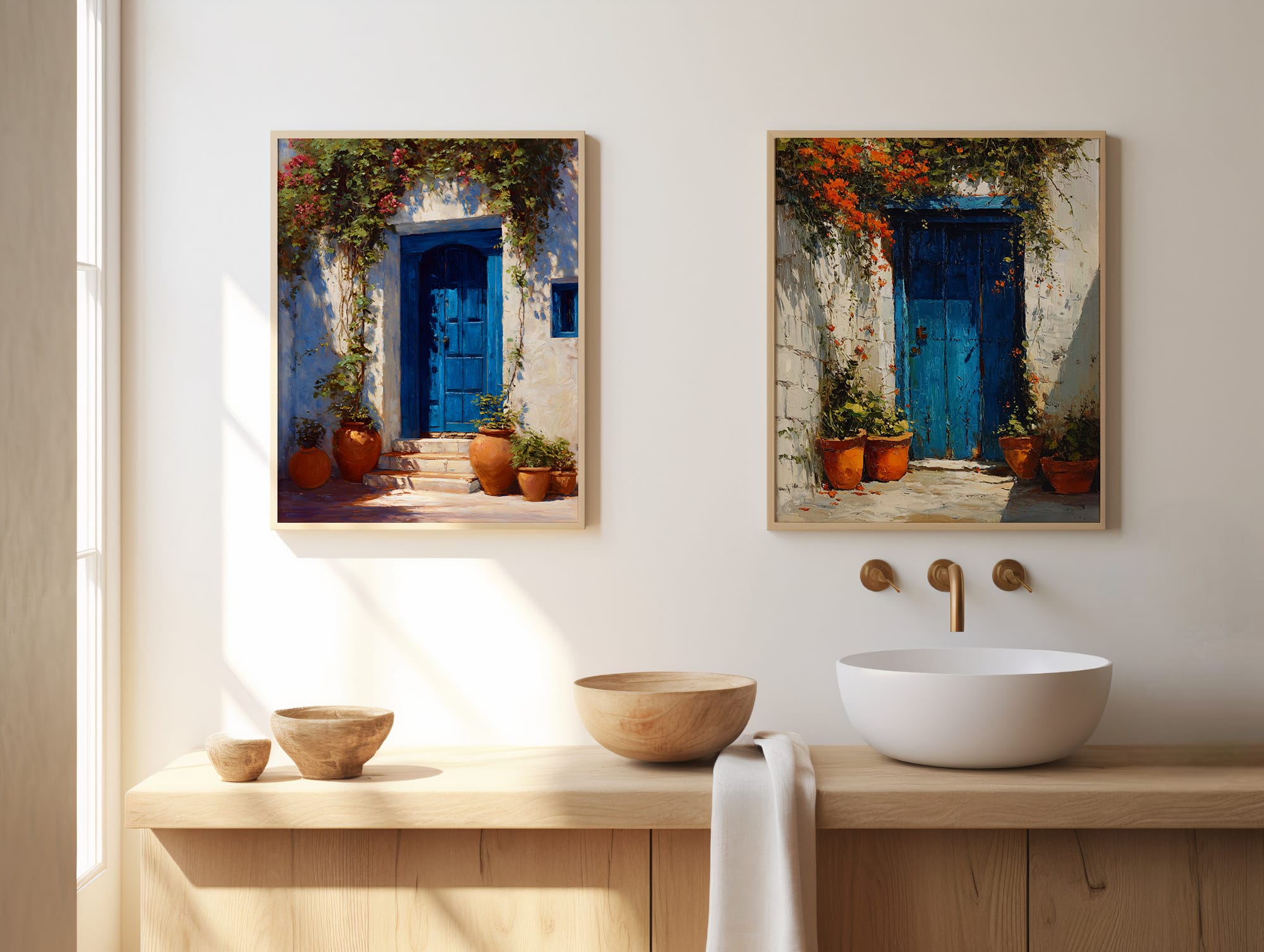 Affiche Porte Bleue Maroc – Poster Riad affiche riad maroc porte bleue mur blanc décoration minimaliste