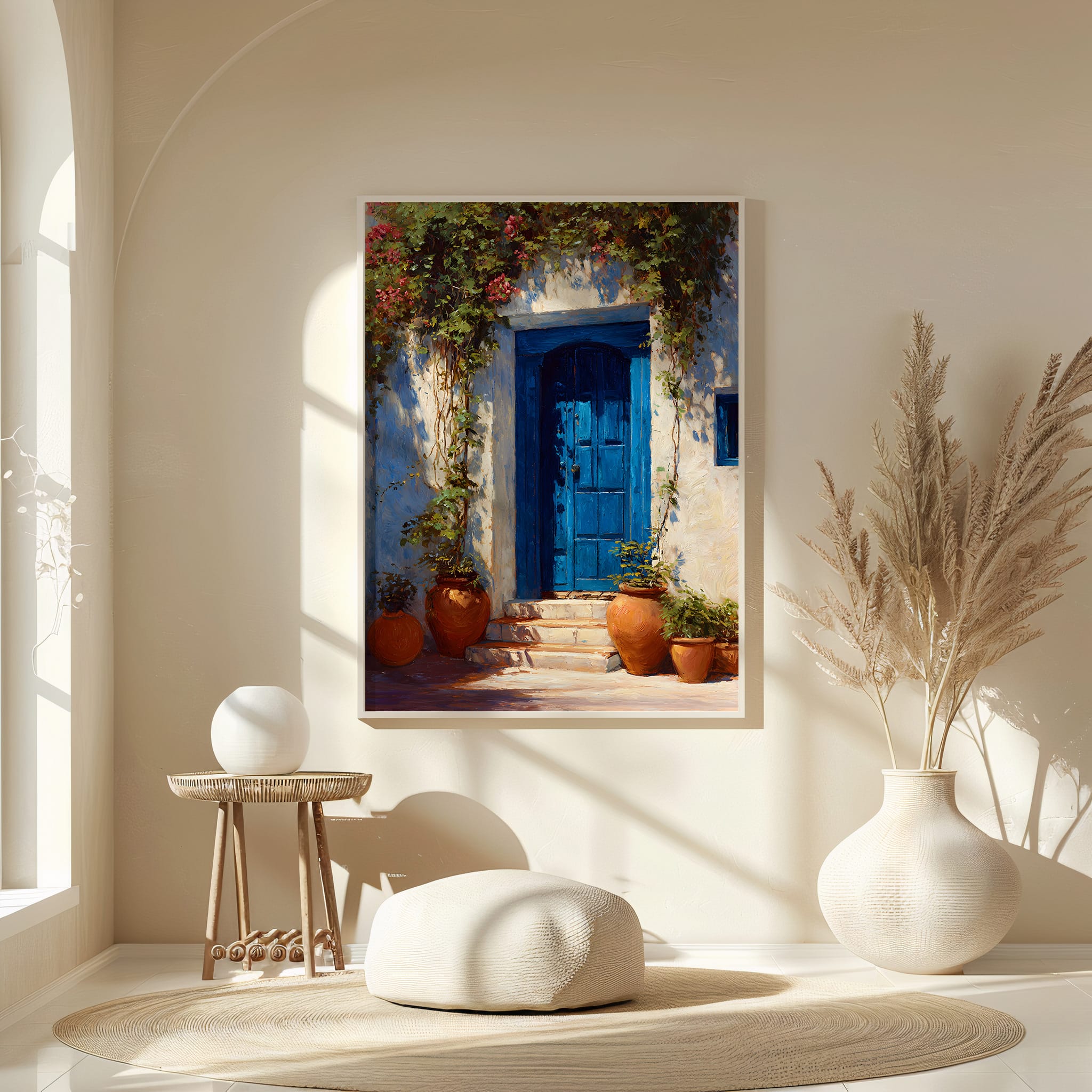 Affiche Porte Bleue Maroc – Poster Riad affiche riad maroc porte bleue décoration murale chaleureuse