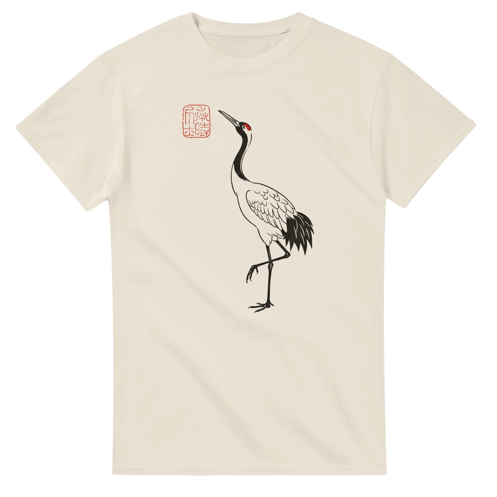 T-shirt Grue Japonaise Sumi-e – Symbole Zen de Longévité T-shirt grue japonaise sumi-e – vue de dos