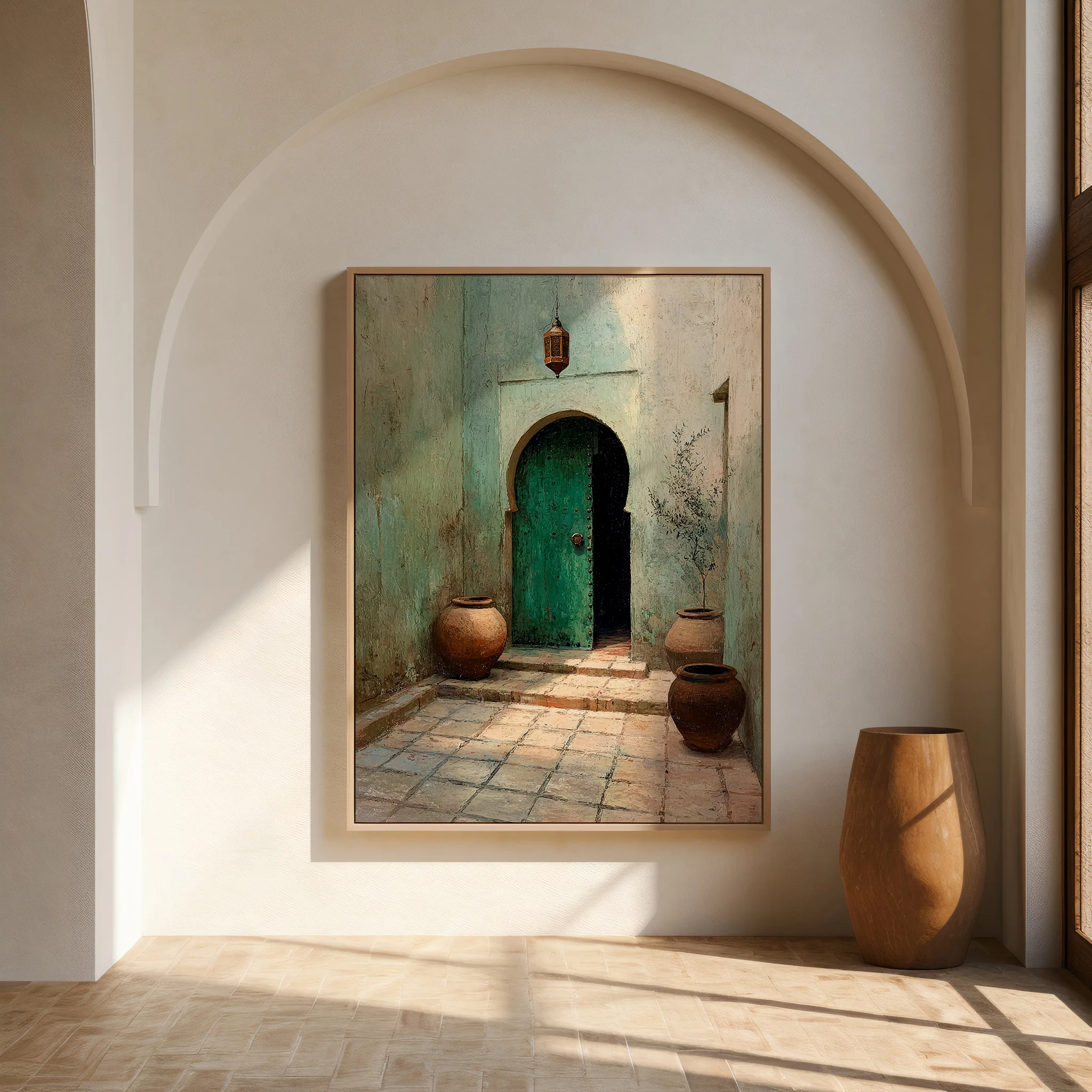 affiche riad maroc mur arche décoration intérieure élégante