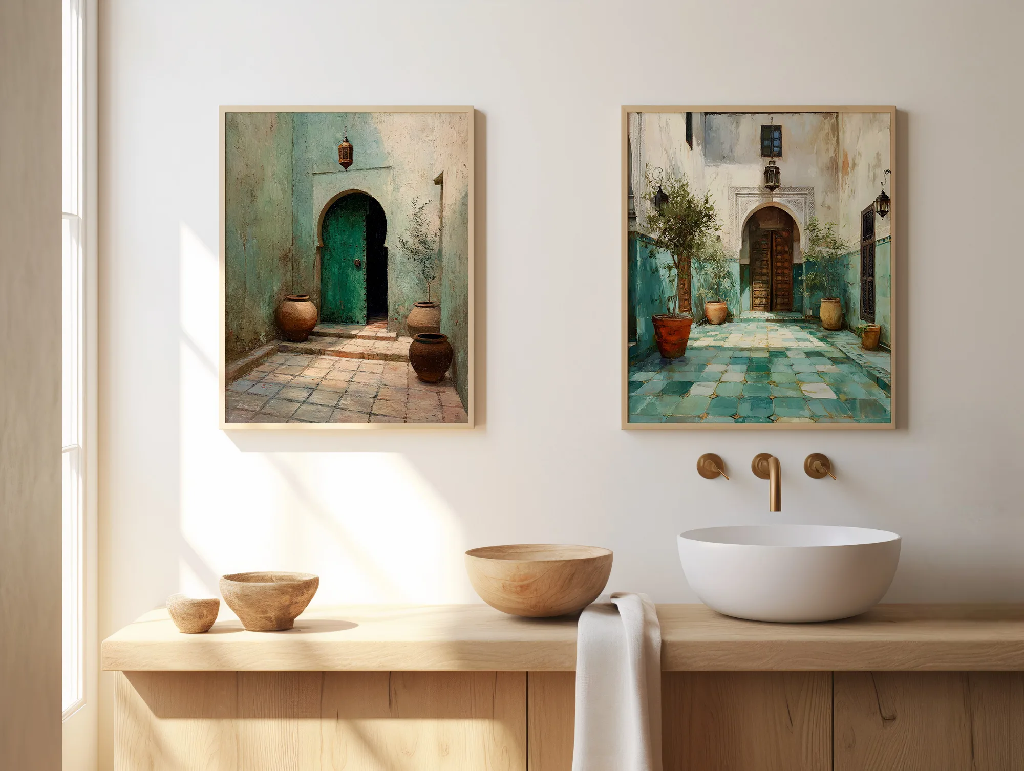 affiche maroc dans salle de bain décoration murale naturelle