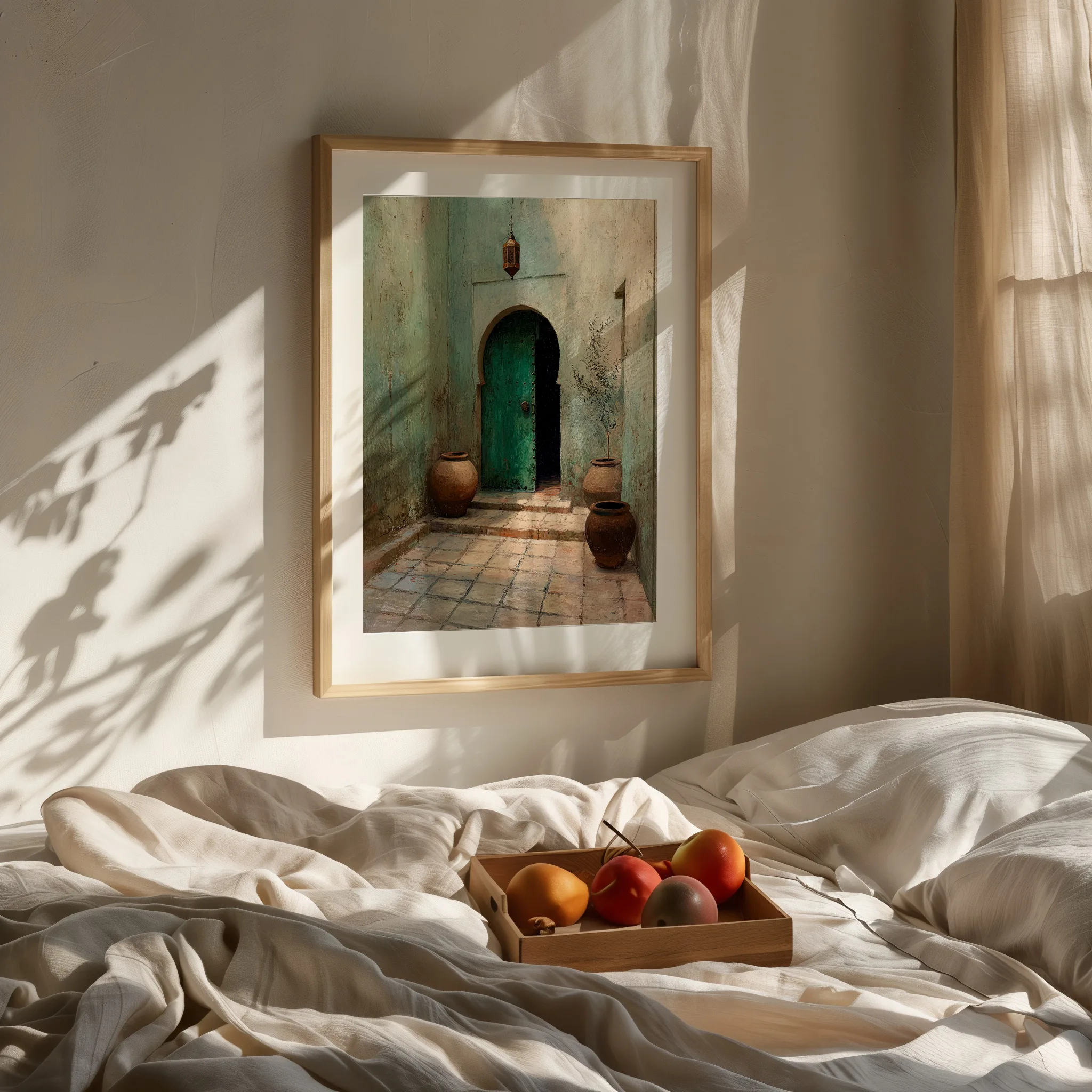 affiche riad maroc dans chambre ambiance douce et naturelle
