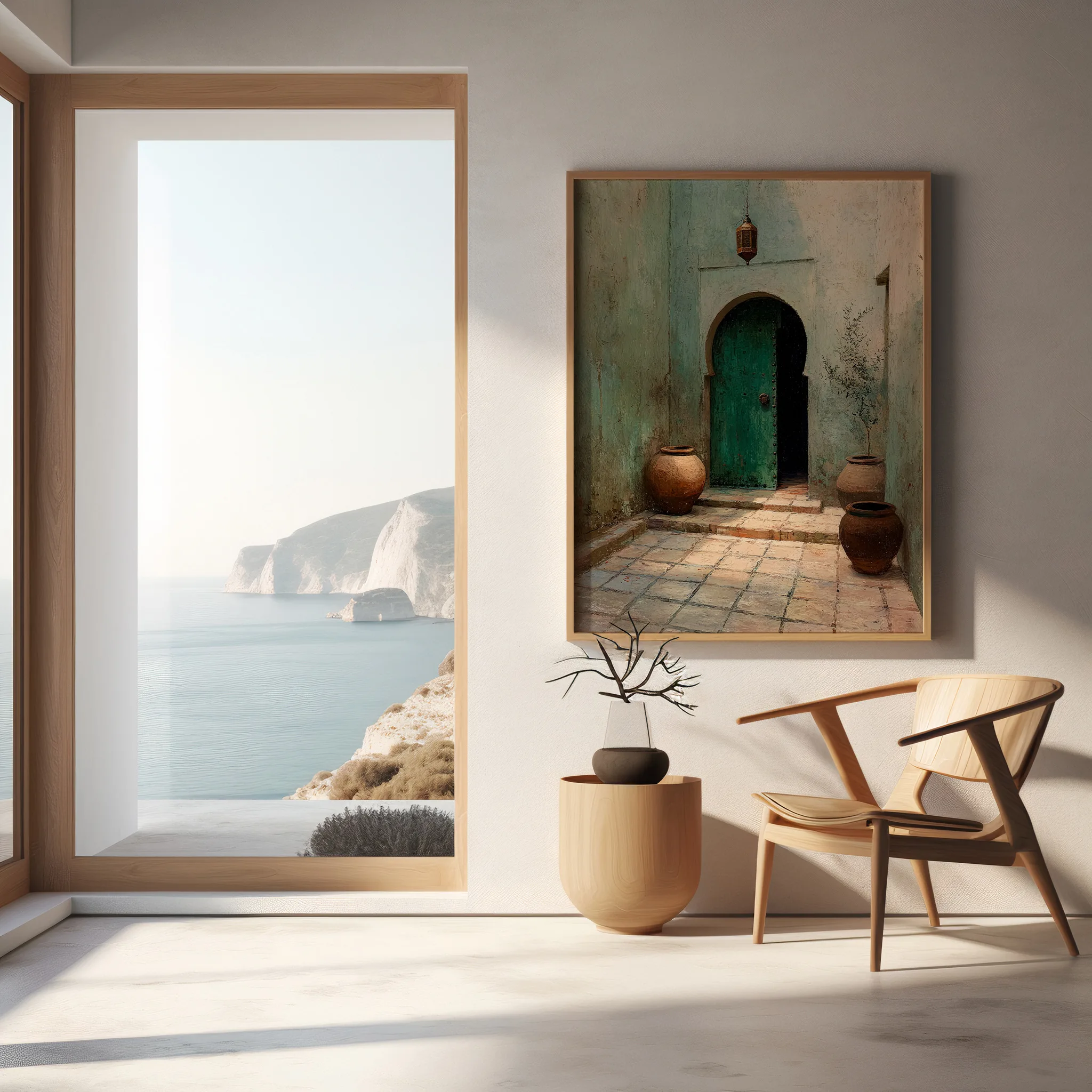 affiche riad maroc dans intérieur lumineux style méditerranéen