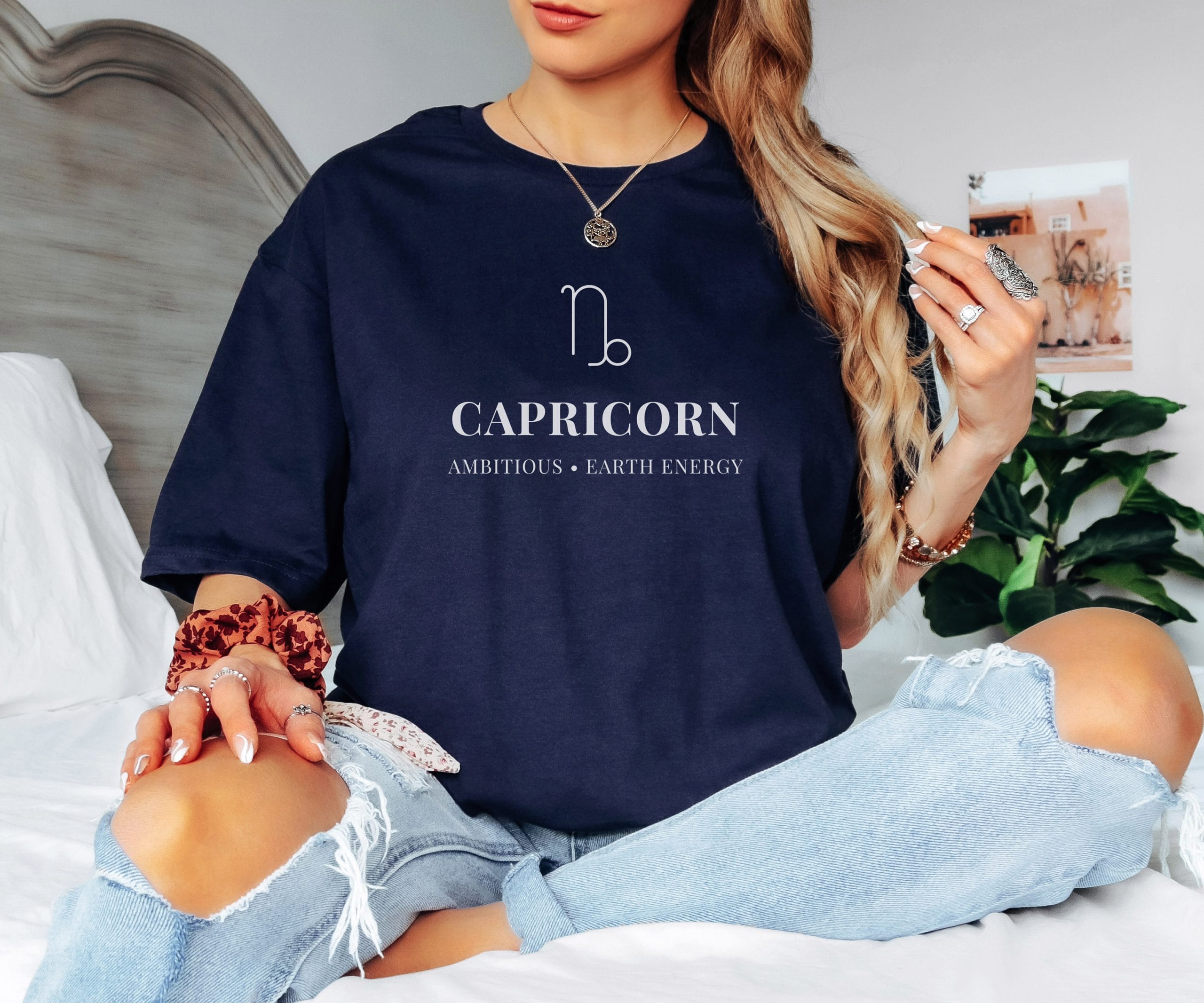 T-shirt Capricorne minimaliste marine