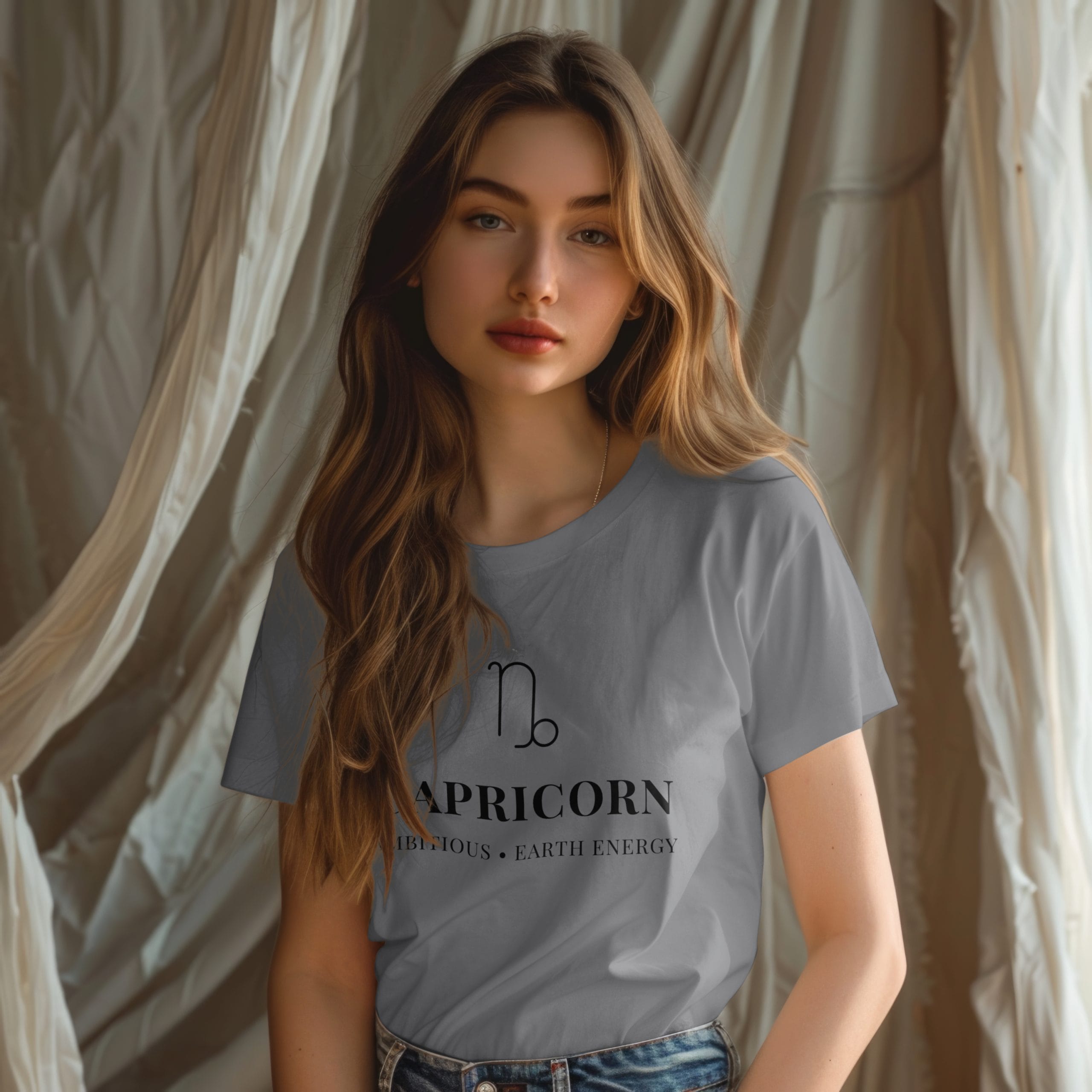 Design astrologique Capricorne minimaliste sur t-shirt