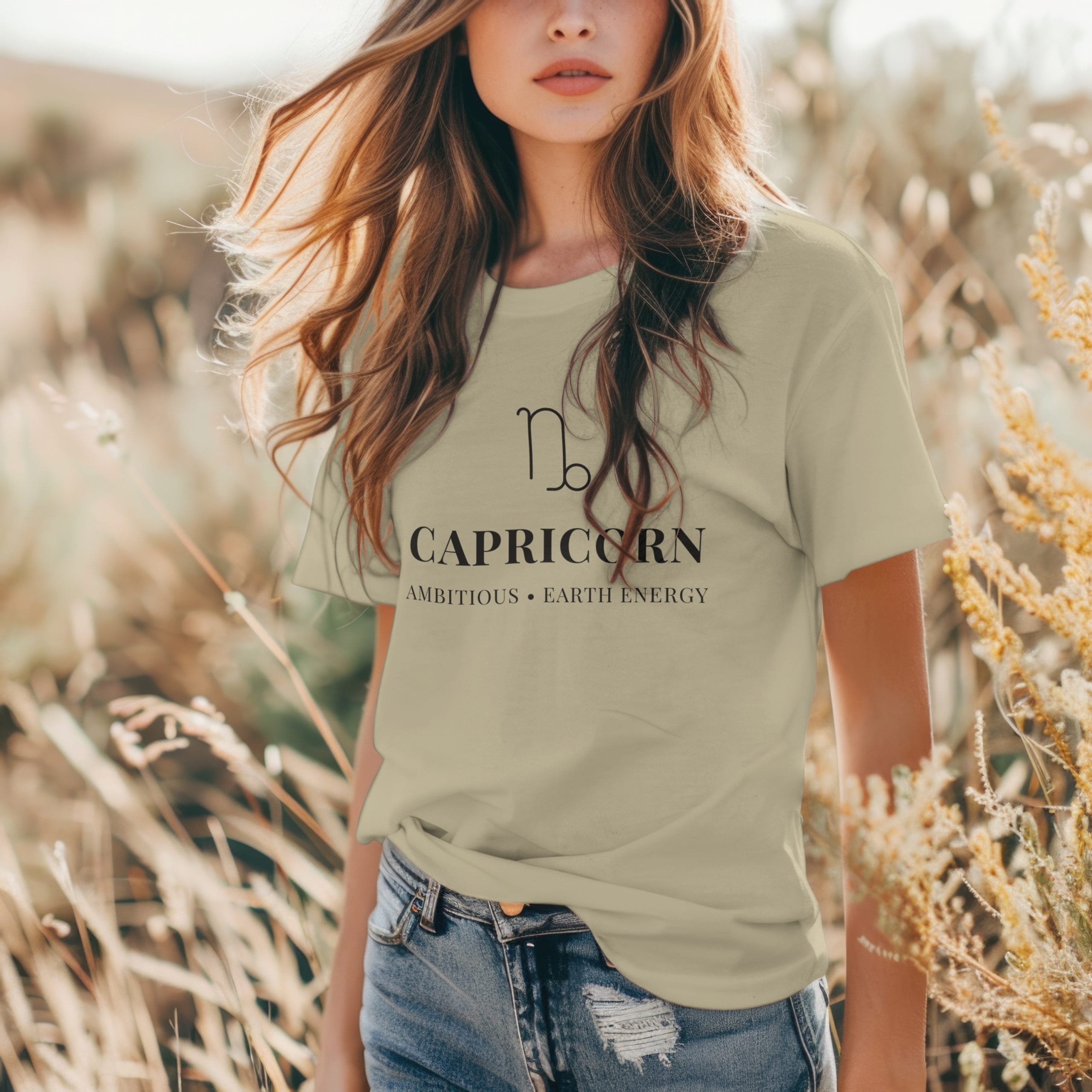 Design astrologique Capricorne minimaliste sur t-shirt