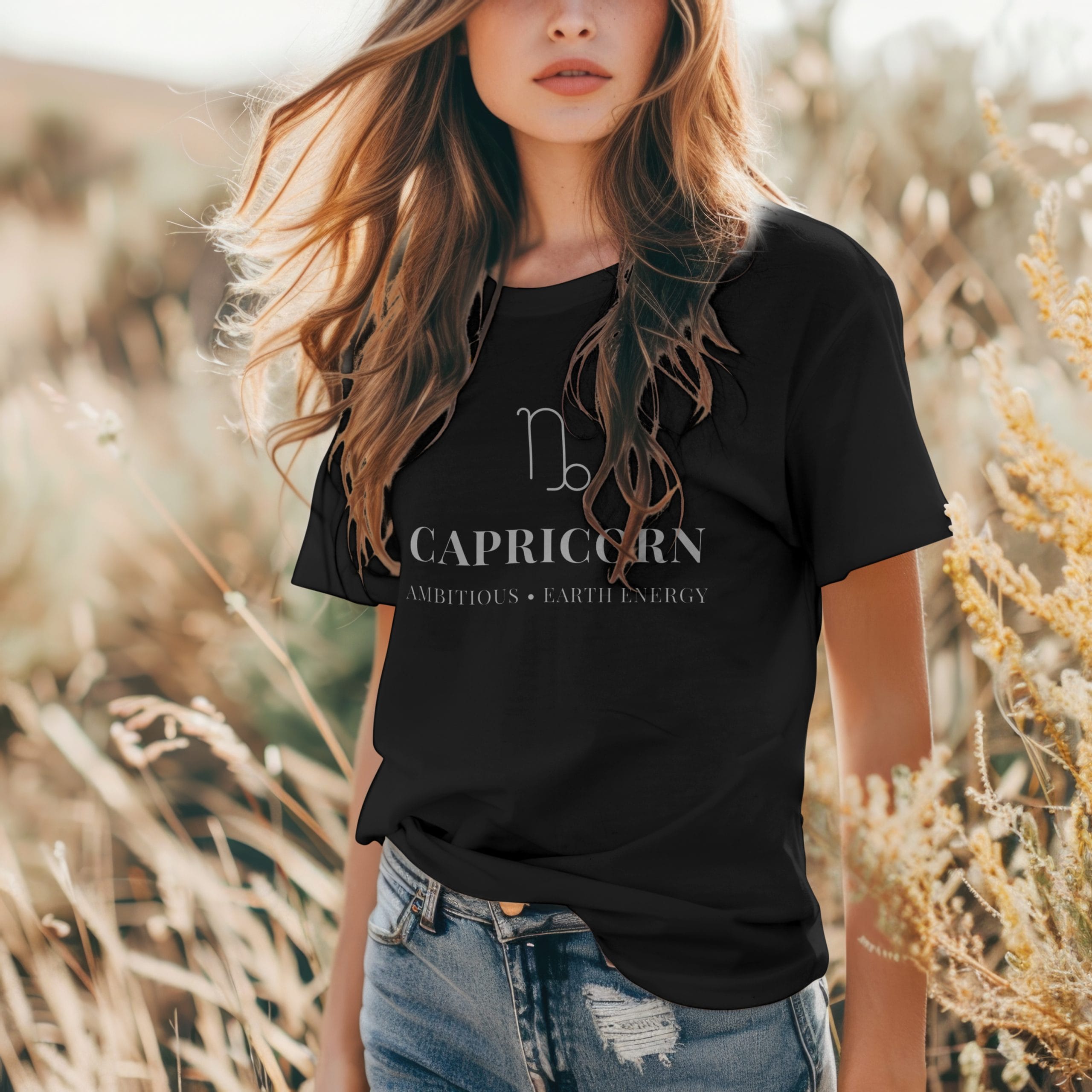 T-shirt Capricorne minimaliste noir