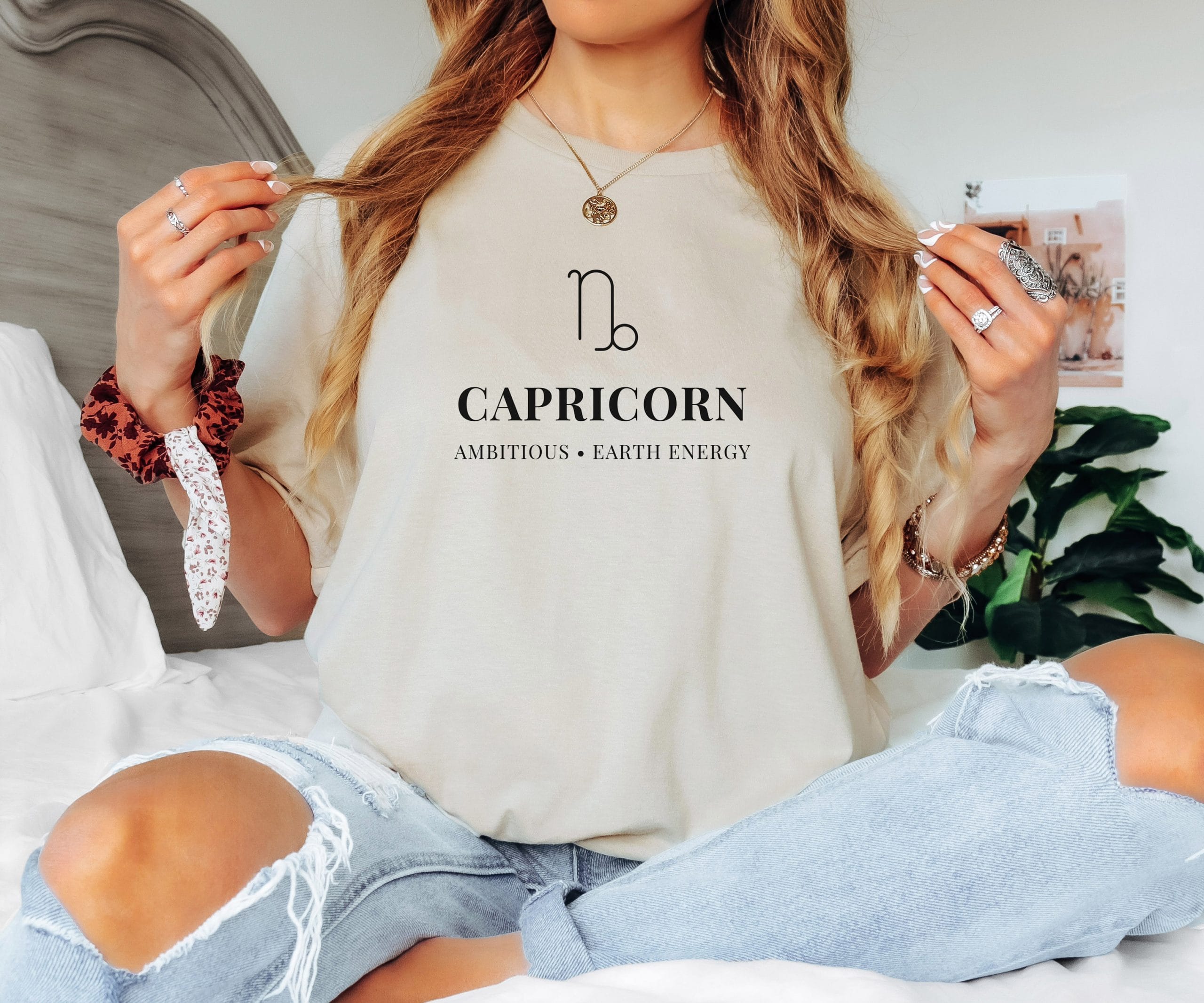 Design astrologique Capricorne unisex sur t-shirt