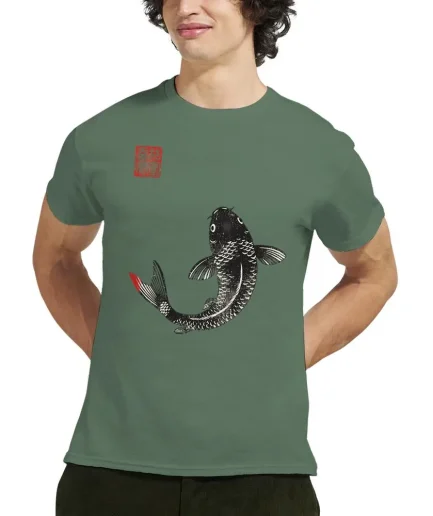 t-shirt carpe koi sumi-e — une pièce élégante