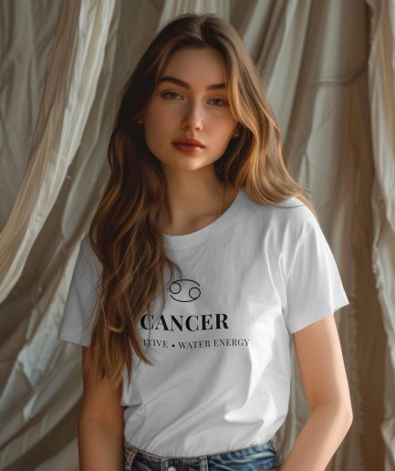 t-shirt cancer minimaliste blanc symbole astrologique cancer unisex