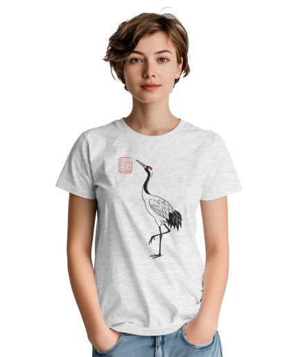 T-shirt grue japonaise sumi-e – coloris blanc