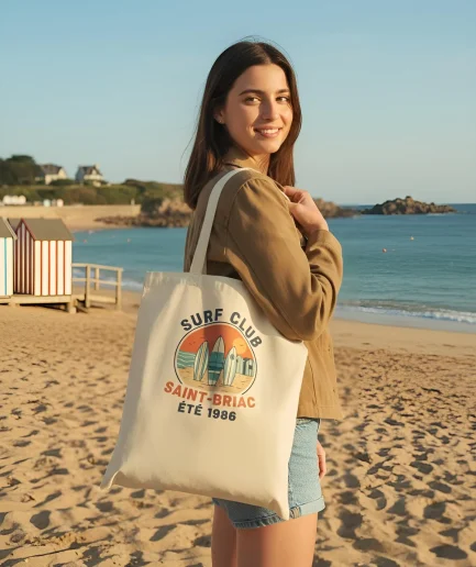 Tote bag vintage Surf Club Saint-Briac 1986