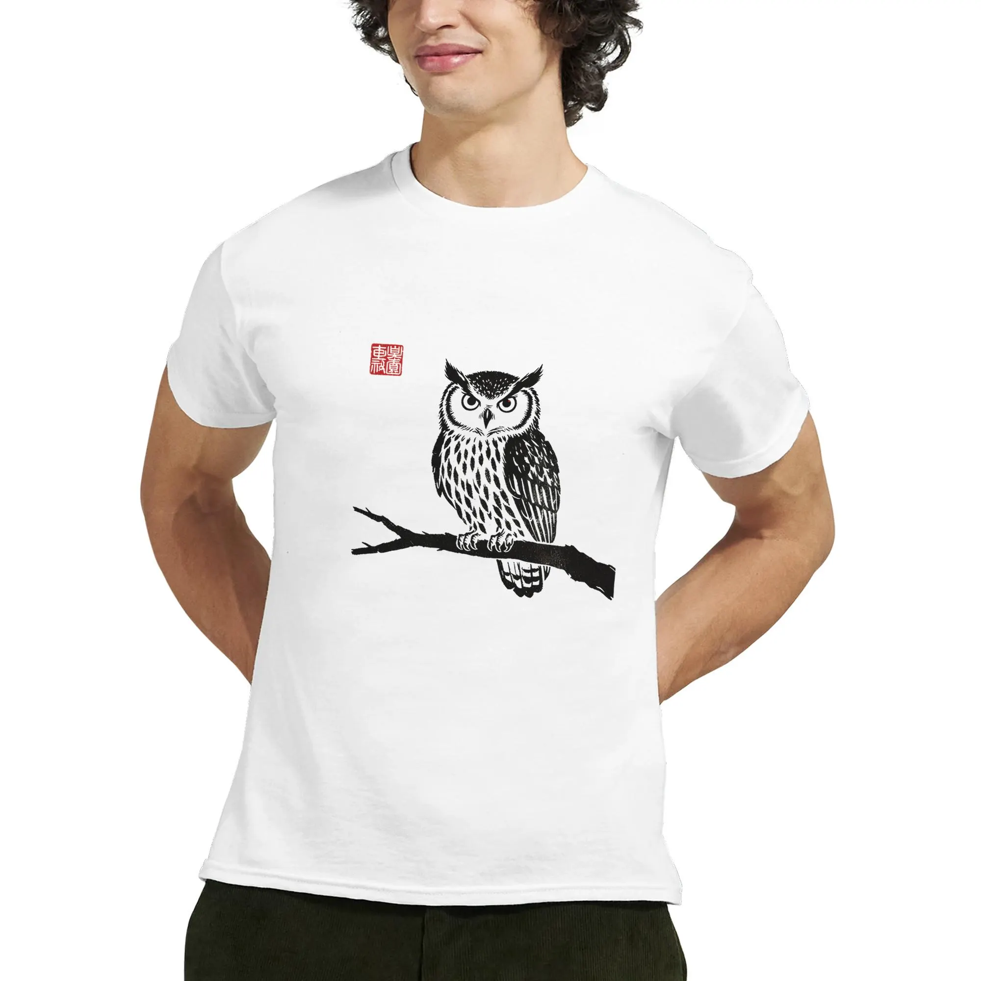 T-shirt Hibou Sumi-e – Art Japonais t-shirt hibou sumi-e — une pièce élégante et silencieuse