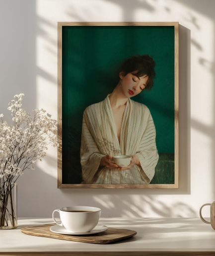 affiche femme sereine émeraude