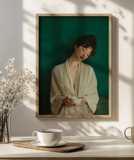 affiche femme sereine émeraude