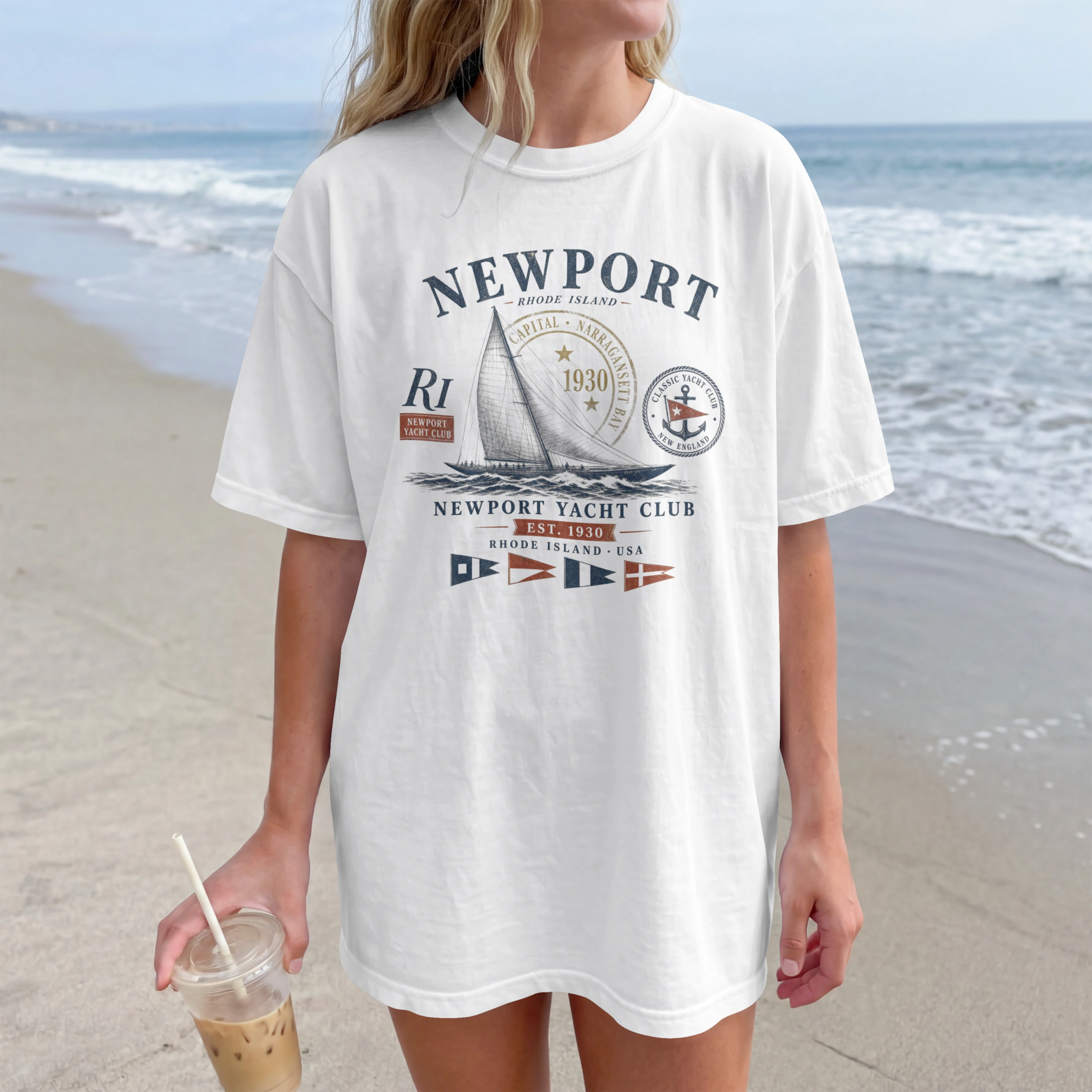 newport-sailing-t-shirt-blanc T-shirt Newport Sailing Club blanc inspiration Rhode Island USA