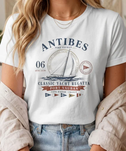 t-shirt Antibes Port Vauban blanc