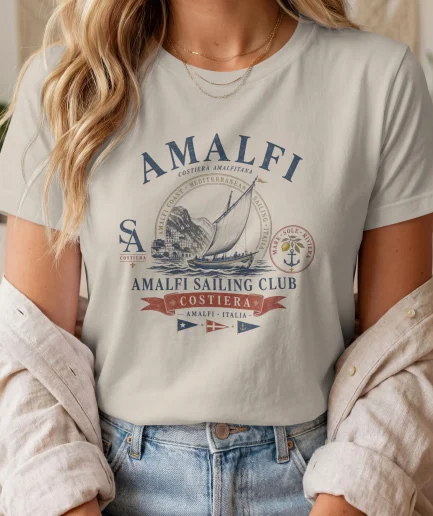 T-shirt Amalfi Sailing Club vintage inspiration Riviera italienne et côte amalfitaine