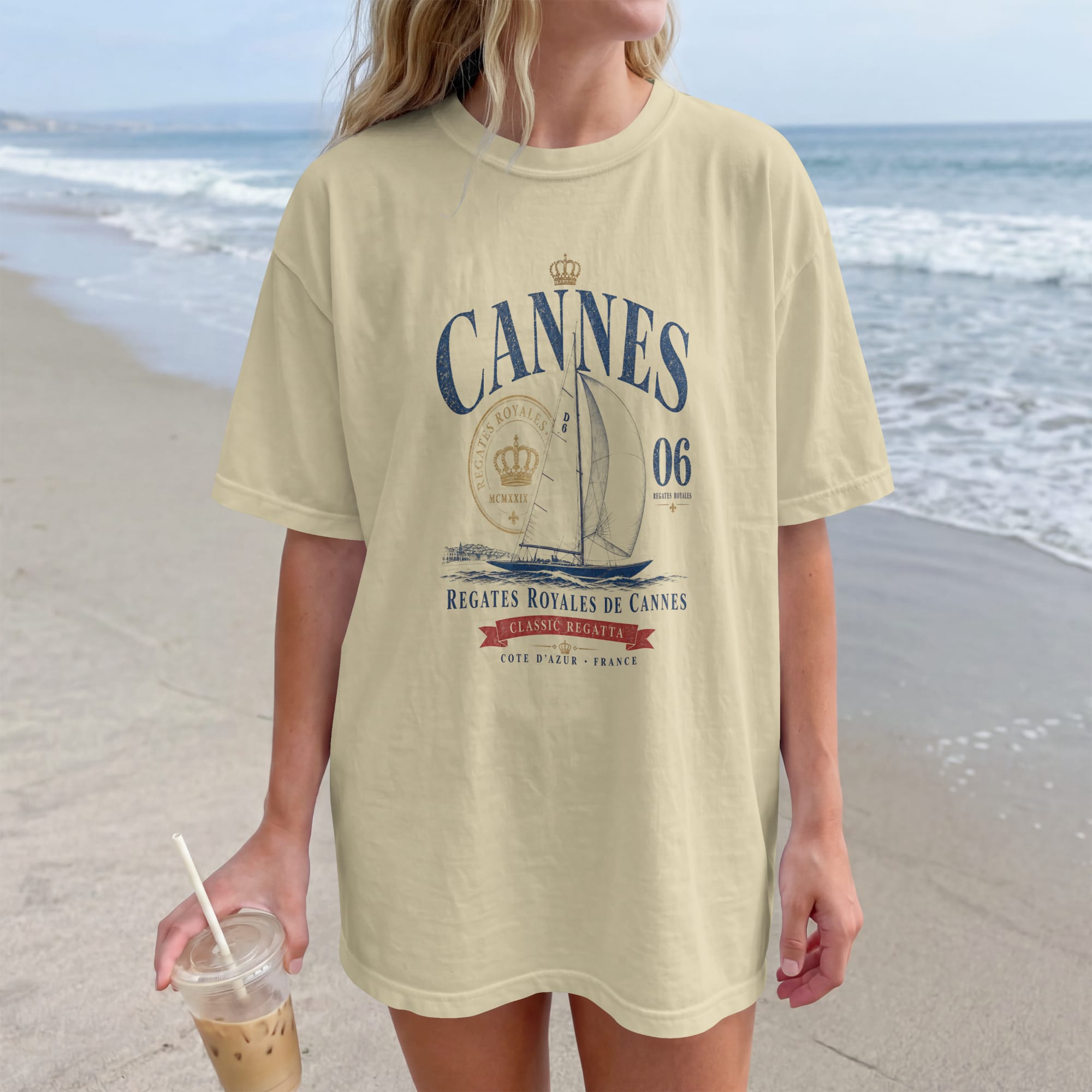 t-shirt-cannes-regates-royales-riviera-lifestyle-natural T-shirt Cannes Régates Royales vintage natural style old money