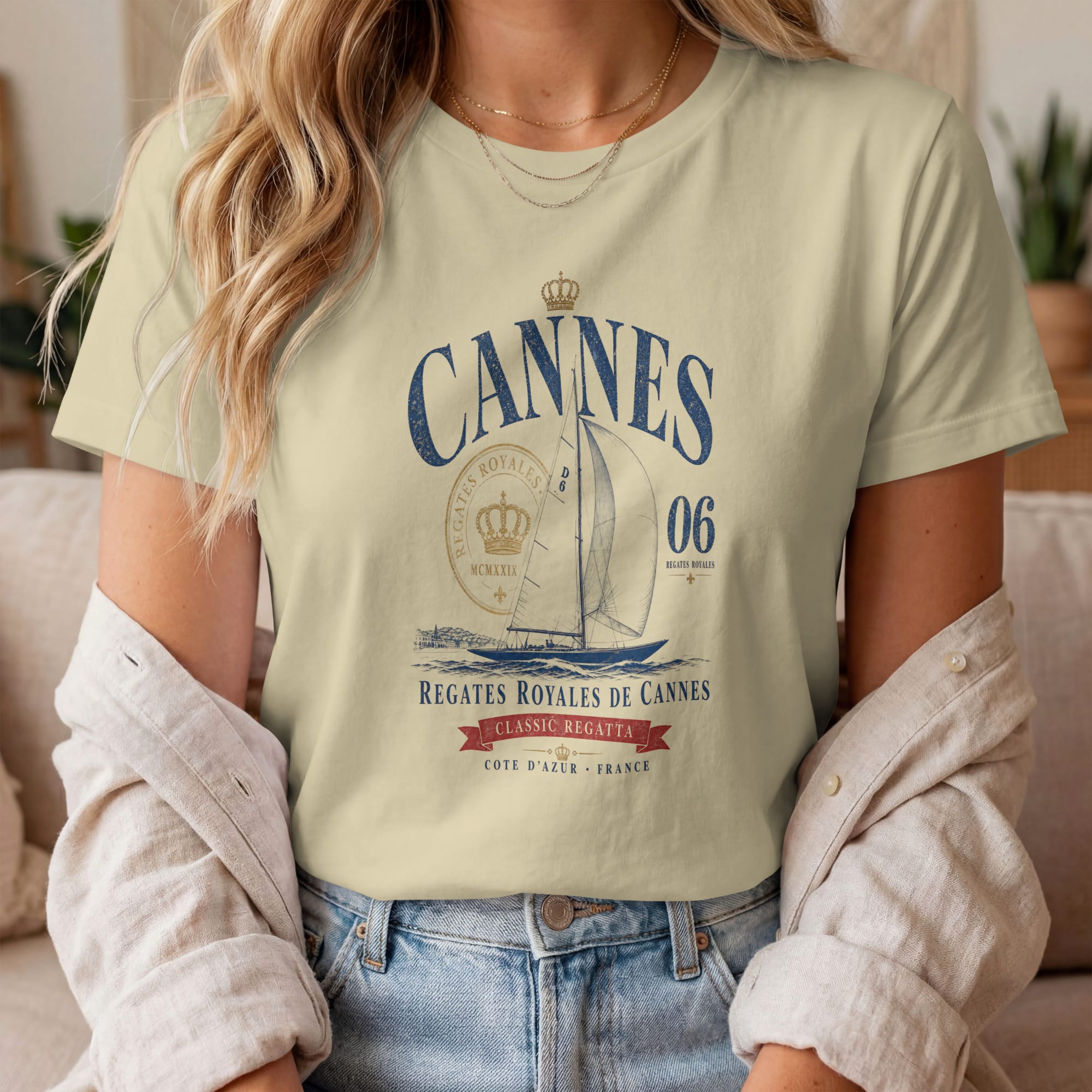 t-shirt-cannes-regates-royales-riviera-lifestyle-natural1 T-shirt Cannes Régates Royales vintage coloris natural