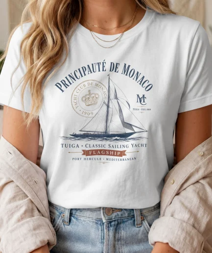 T-shirt Monaco Yacht Club vintage coloris blanc