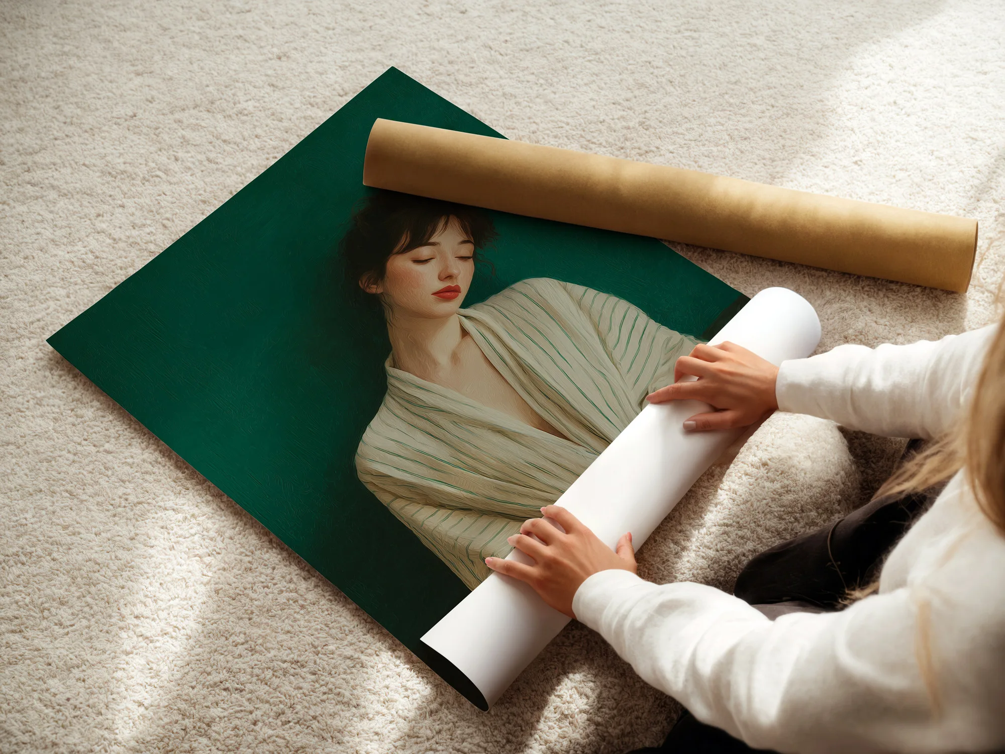 toutunsecret_serene_woman_emerald_paper_detail Serene woman emerald paper detail