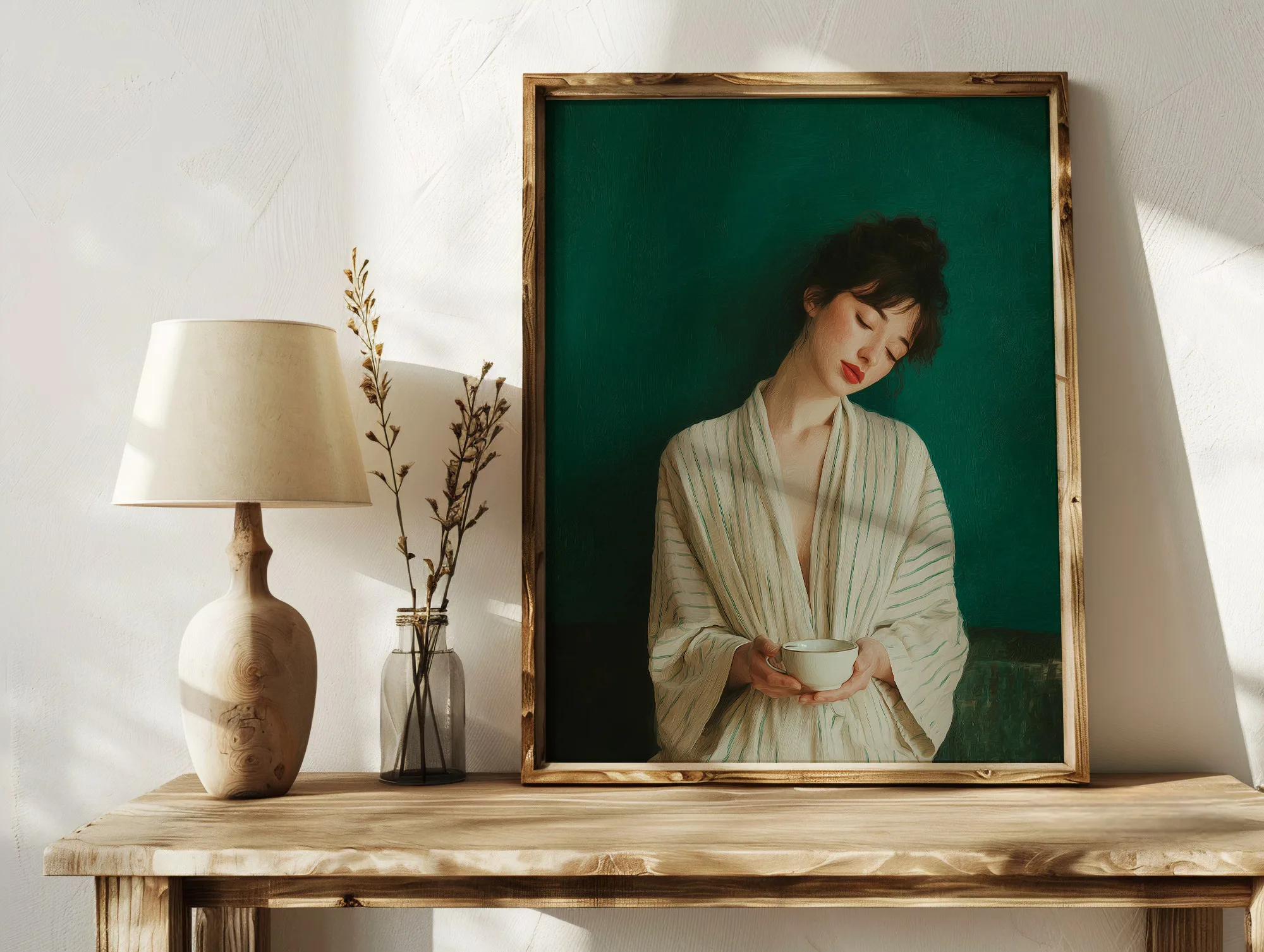 toutunsecret_serene_woman_emerald_table_mockup Serene woman emerald table mockup