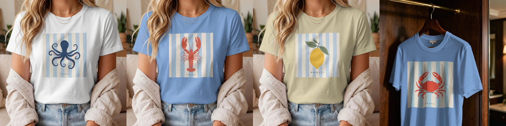 t-shirt méditerranéen inspiré de la Côte d’Azur