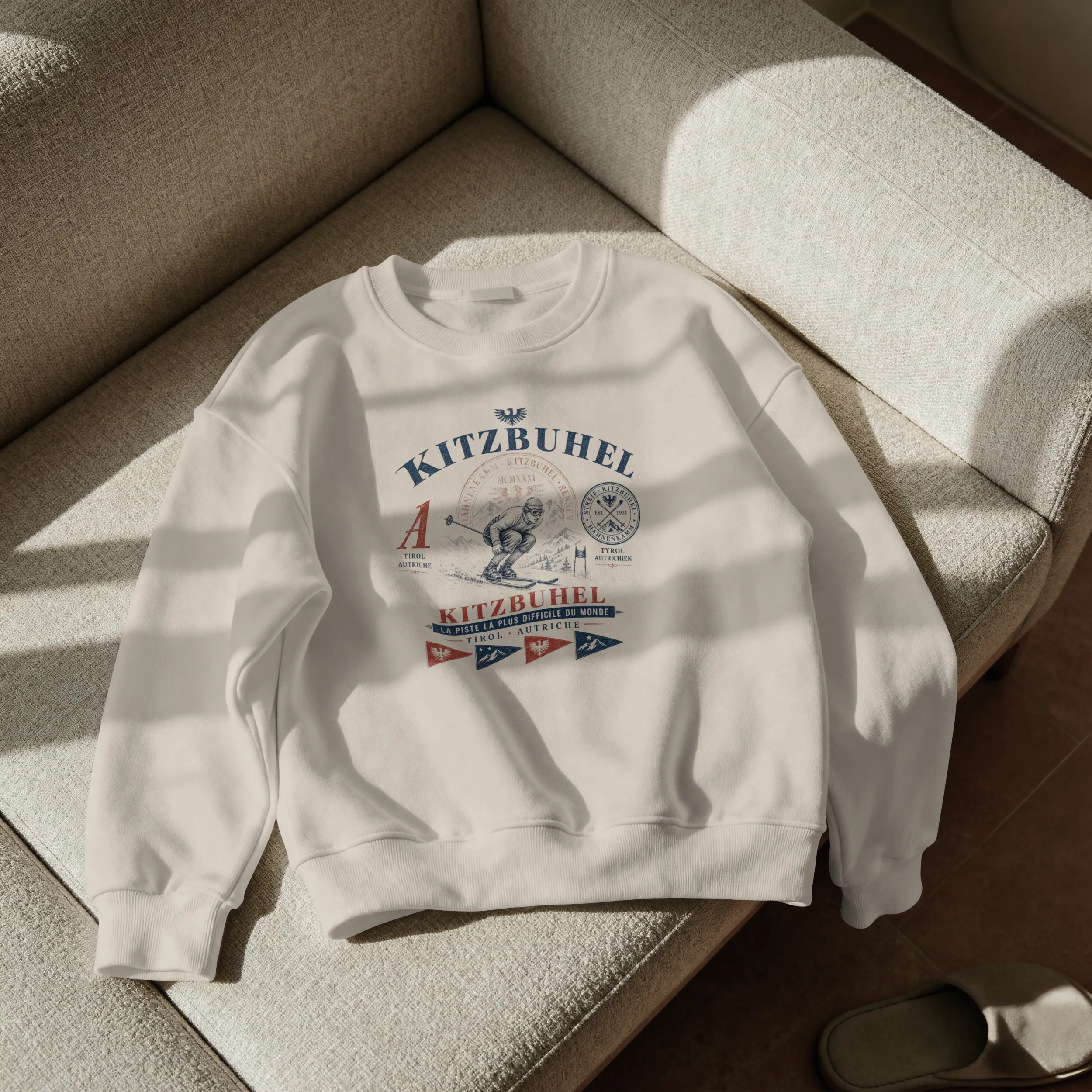 sweatshirt-kitzbuhet-ski-sable -canape Sweat Kitzbühel Vintage – Esprit Hahnenkamm 1931