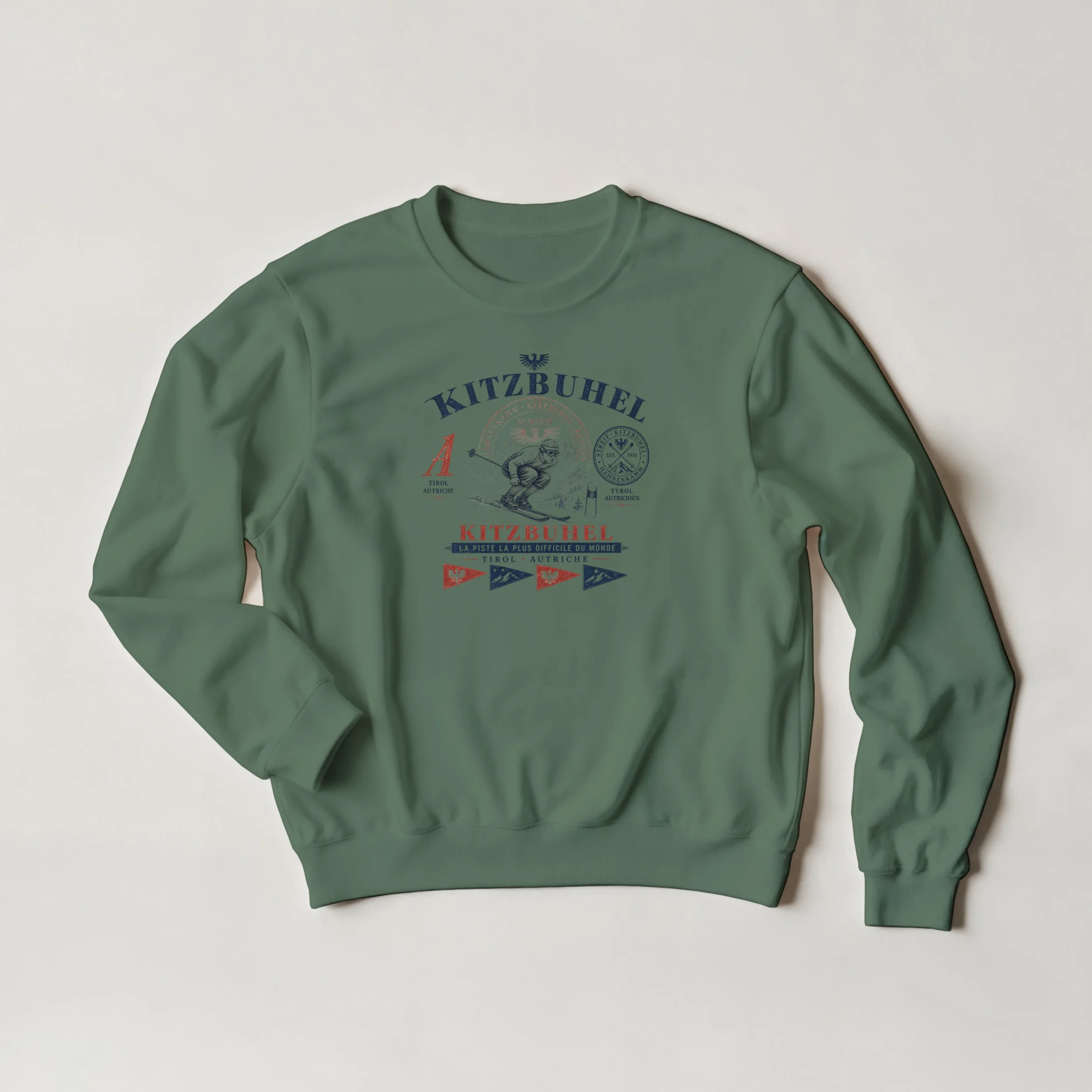 sweatshirt-kitzbuhet-vert Sweat Megève vintage vert militaire
