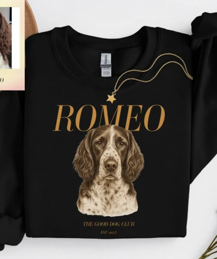 Sweatshirt personnalisé chien avec portrait créé à partir d’une photo