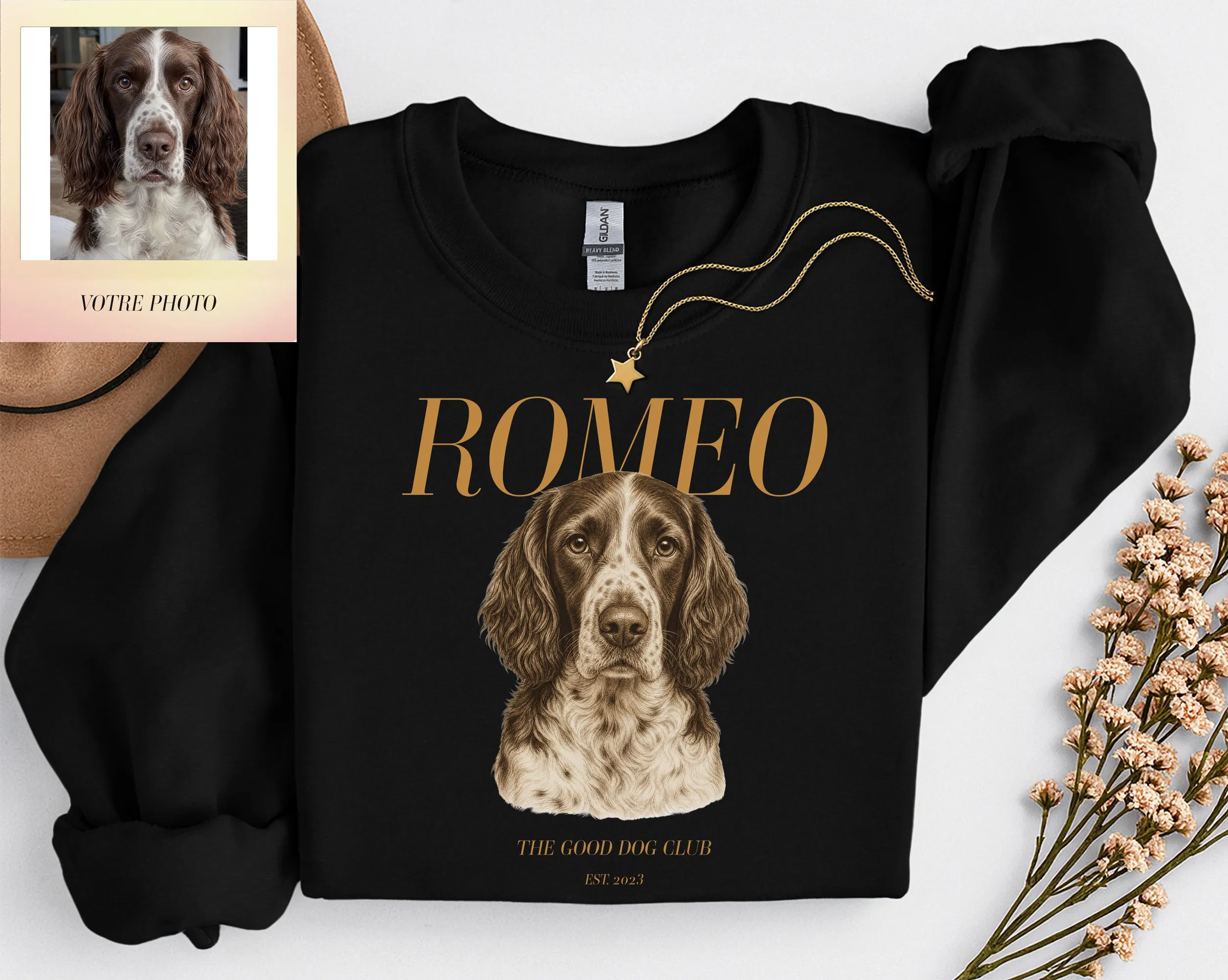 portrait-chien-personalise Sweatshirt personnalisé chien avec portrait créé à partir d’une photo