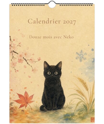 calendrier mural 2027 chat noir
